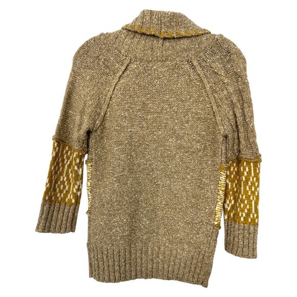 Chunky Knit Cardigan Sweater BKE S Wool Cable Shawl Layers Cozy Boho Fisherman - Picture 3 of 9